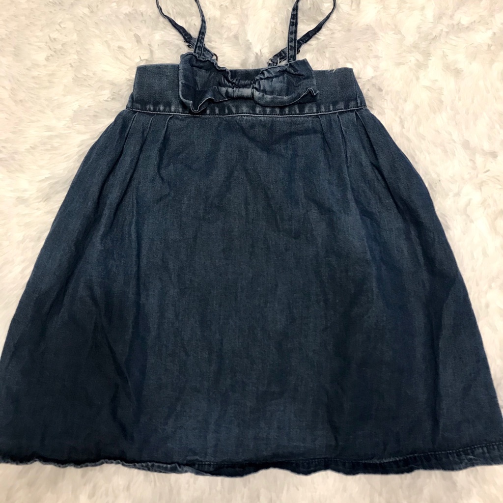 Ruffle Butts Denim Dress With Bow In Front